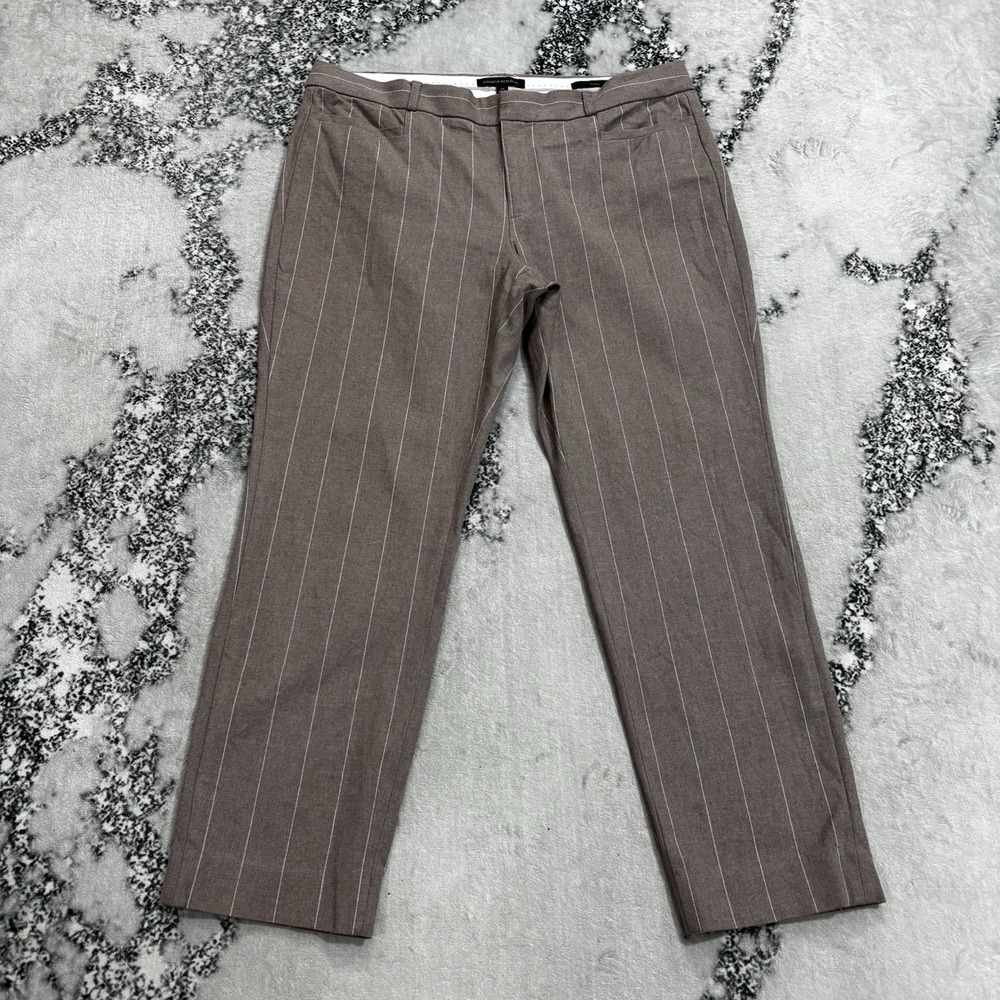 Banana Republic Sloan Women's Pants Size 14 Brown Pinstripe Straight Leg